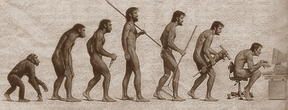 komični prikaz evolucije čovjeka